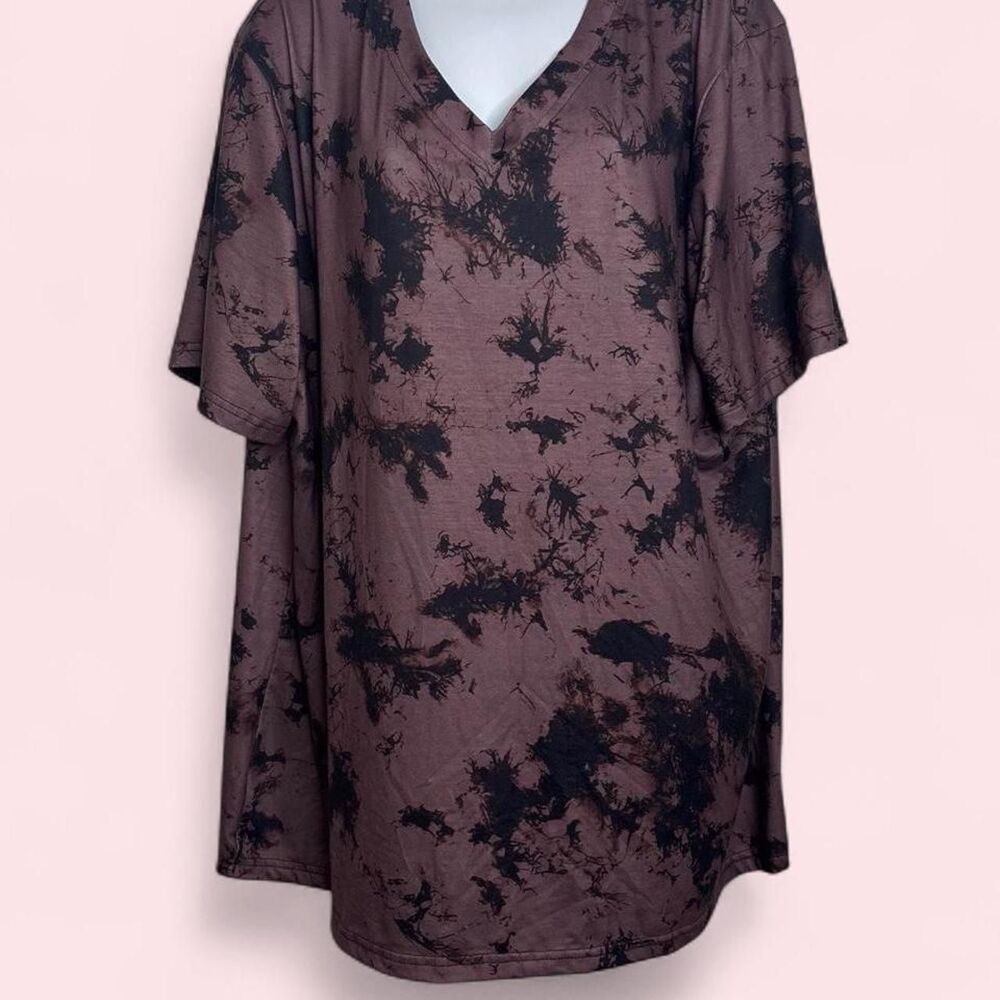 Moshu Brown Black Tie Dye V-Neck T-Shirt 2XL NWT